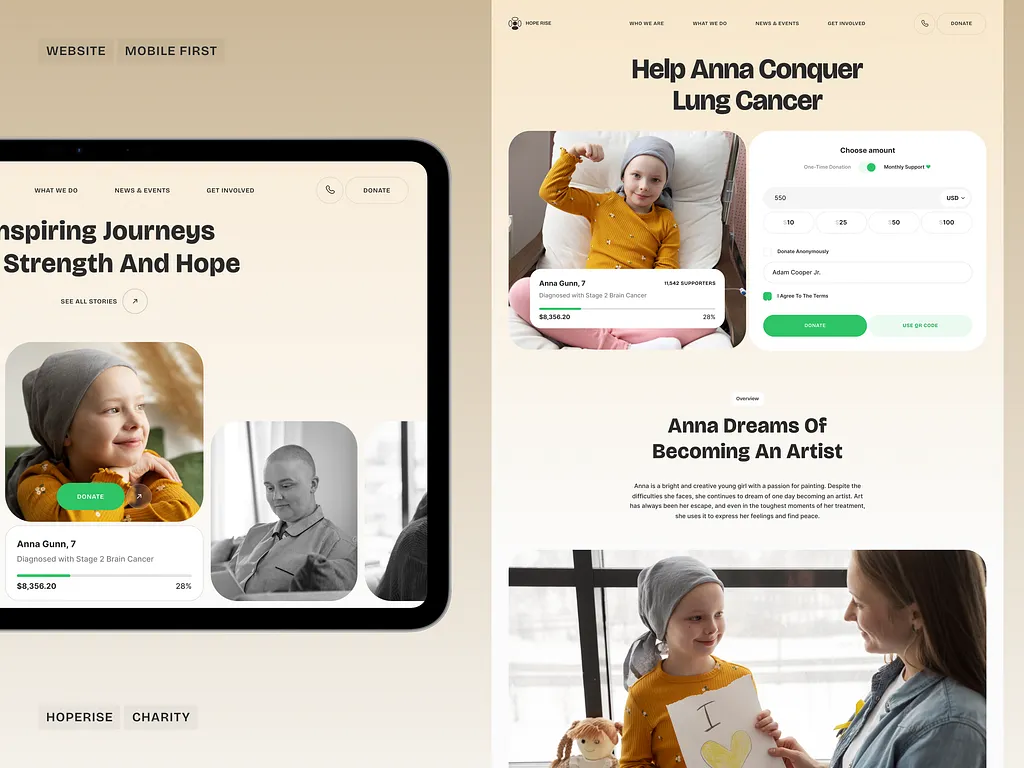 HopeRise landing page section 1